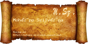 Mohápp Szilvána névjegykártya
